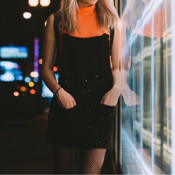 Zara Black Sparkly Overall Jumper Size L - Picture 2 of 14